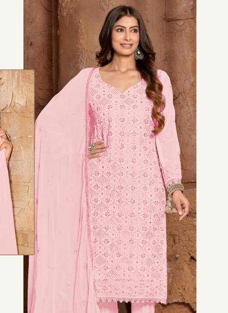 Pink Colour RAMSHA LAKHNAVI 1 NX Festive Wear Georgette Heavy Designer Salwar Suit Collection 1-D